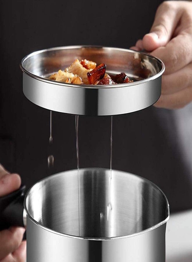 Sakar Oil Filter Pot Grease Container with Strainer - 1.7L Stainless Steel Storage Can Lid & Handle Cooking Fat Separator Tank for Kitchen, Reusable Keeper Jar Bacon, Meat, Frying Easy Filtering - Image 3
